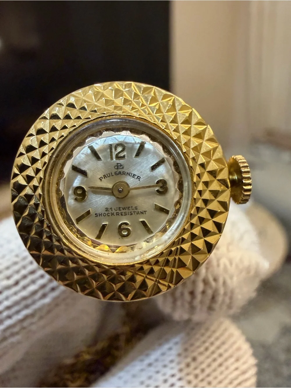 Vtg Paul Garnier 21 Jewels Pendant Watch Necklace Gold Tone Dome Cage Filigree